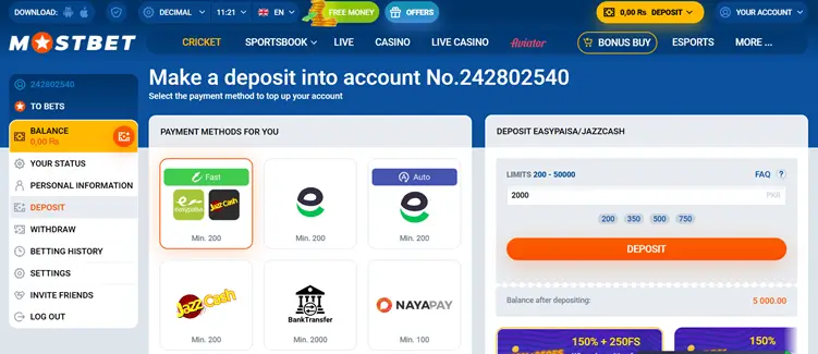 Process of Making Mostbet Deposit